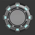 Futuristic Circular Equipment Featuring Blue Illuminated Panels And Sleek Modern Design