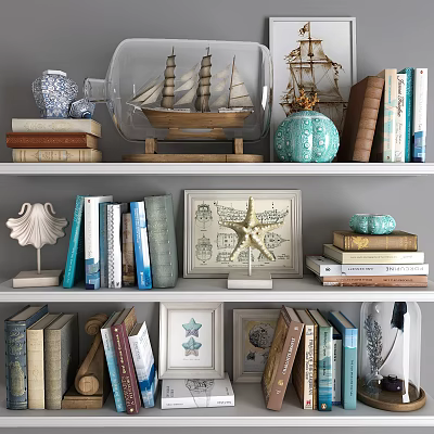 Modern book bookshelf jewelry combination 3d model Modern book bookshelf jewelry combination 3d model