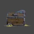 Octopus Shaped Game Movie Character Emerging From Wooden Treasure Chest With Scattered Gold Coins