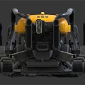 Yellow And Purple Mechanical Vehicle With Metal Frame Wheels And Functional Parts