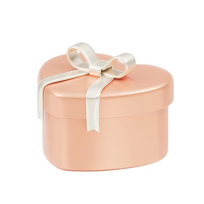 Elegant Rose Gold Heart Shaped Decorative Ornament Set With White Ribbon Bow Design 3d model