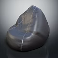 Gray Smooth Bean Bag Chair With Stitched Design And Rounded Comfortable Shape 3d model