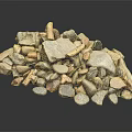 Natural Wood And Stone Raw Materials Pile With Various Sizes And Textured Surfaces