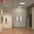 Hospital Lobby Interior With Visitor Information Desk Clock Display Rack And Seats