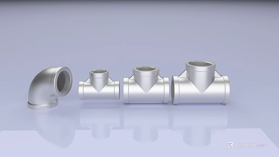 Stainless Steel Plumbing Pipe Fittings With Elbow Tee And Coupling Components For Industry 3d model 