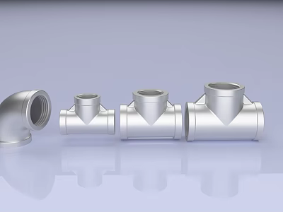Stainless Steel Plumbing Pipe Fittings With Elbow Tee And Coupling Components For Industry 3d model