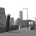 Wireframe Style Detailed Modern Urban Cityscape With Tall Buildings And Street