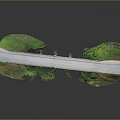 Detailed Arch Bridge Model With Multiple Arches Gray Deck Green Vegetation And Water Below