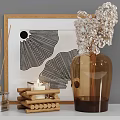 Decorative Ornament Set with Shelf Lamp Mirror Vase Books Candle and Framed Art for Modern Home Decor