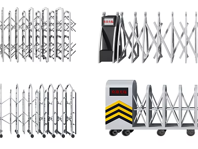 Various Styles Retractable Security Gates With Metal Construction And Digital 3d model