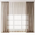 Beige Sheer Curtains For Grid Patterned Window With Soft Light Filtering In Bright Room