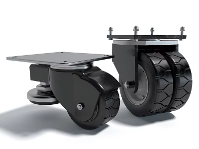 Heavy Duty Swivel Caster Wheels With Metal Brackets And Rubber Tires 3d model