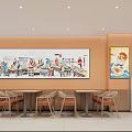 Chongqing Noodle Shop Storefront With Orange Signage Glass Doors And Interior Tables