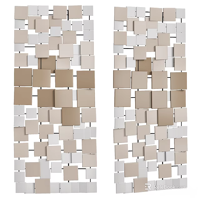 Modern Geometric Wall Decor With Square Panels In Neutral Tones 3d model