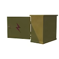 Industrial Electrical Control Cabinet With Yellow Enclosure Open Door And Internal Components