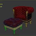 Red Tufted Velvet Armchair With Matching Ottoman And Gold Accent Dark Wood Legs