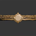 Stylish Gold Ring With Ornate Carved Band And Central Gemstone Accent