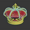 Luxurious Red Crown With Golden Trim And White Pearls For Fashion Accessories