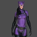 Cat Inspired Female Character in Purple Bodysuit With Cat Ear Mask Black Gloves And Boots