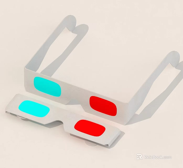 Paper 3D Glasses With Red And Blue Lenses For Stereoscopic Viewing 3d model 