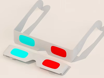 Paper 3D Glasses With Red And Blue Lenses For Stereoscopic Viewing 3d model