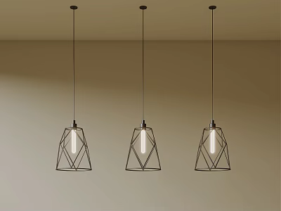 Minimalist Cream Wind Chandelier Dining Lamp 3d model