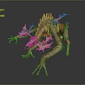 Fantasy Game Movie Character With Wooden Branches Vines And Spiky Thorns Covered Body