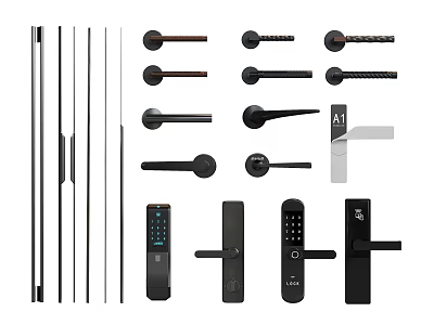 Modern Door Handles With Various Metal Levers Knobs And Contemporary Designs 3d model