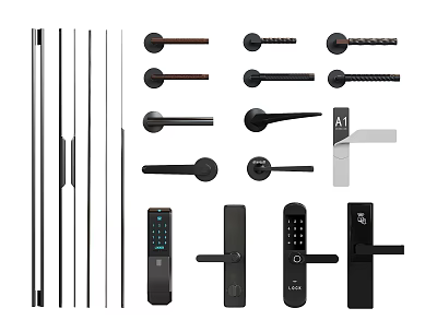 Modern Door Handles With Various Metal Levers Knobs And Contemporary Designs 3d model