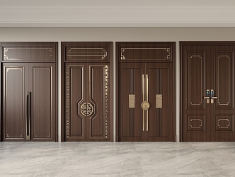 New Chinese Double Door 3d model