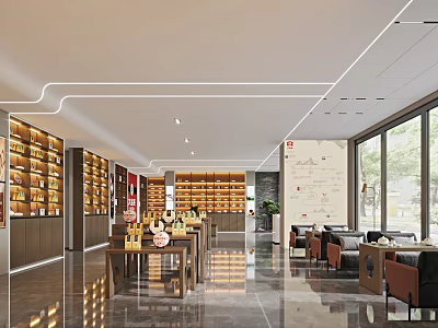 New Chinese Teahouse Hall 3d model