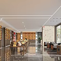 Modern Teahouse Interior With Display Shelves And Seating