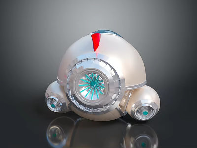 Modern White Household Appliance With Red Accent Circular Blue Center And Small Bottom Parts 3d model