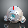 Modern White Household Appliance With Red Accent Circular Blue Center And Small Bottom Parts