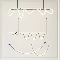 Modern Curved Pendant Lights With Metallic Frame And LED Lighting For Home Interior