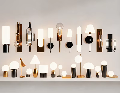 Modern Wall Lamps With Diverse Designs And Metal Finishes For Home Decor 3d model