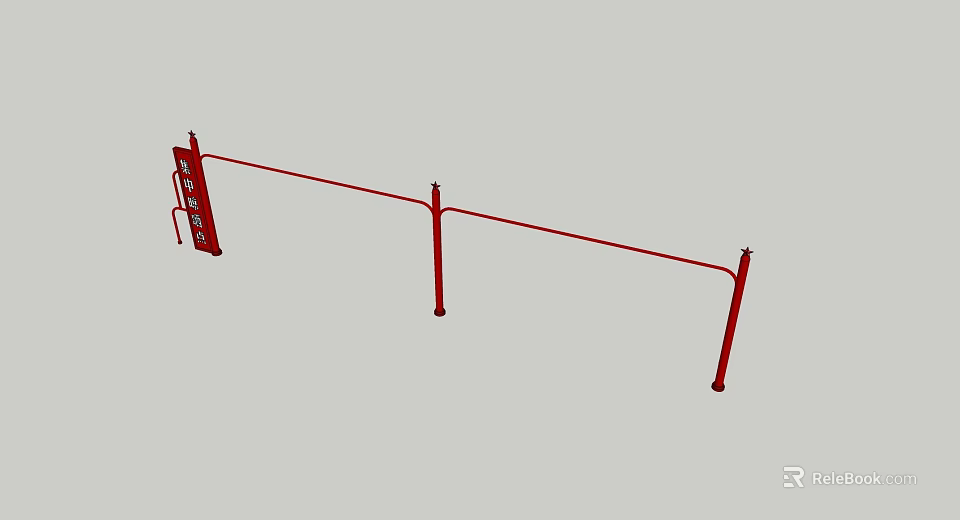 Red Floor Standing Clothes Hanger With Hanging Bar And Support Poles 3d model 