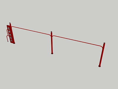 Red Floor Standing Clothes Hanger With Hanging Bar And Support Poles 3d model