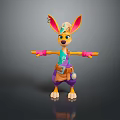 Colorful 3D Cartoon Kangaroo Character With Large Ears Tool Belt And Arms Outstretched