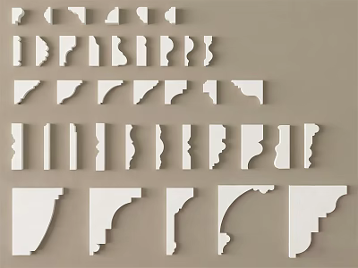 Various Gypsum Molding Styles for Interior Wall and Ceiling Decoration 3d model