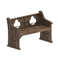 Rustic Wooden Leisure Bench With Clover Shaped Cutouts And Carved Side Details