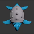 Blue Cartoon Creature With White Belly And Purple Spiked Back Long Neck Toy Figure Design