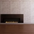 Modern Black TV Stand With Textured Wall Wooden Floor And Realistic Fire Illumination