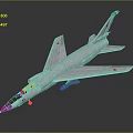 Silver Gray Military Aircraft with Red Star Emblems Streamlined Design and Aerodynamic Shape 3d model