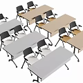 Modern Office Conference Tables With Light Wood And Gray Surfaces And Matching Chairs