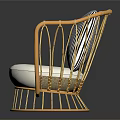 Stylish Rattan Single Sofa With White Cushion And Black White Striped Pillow