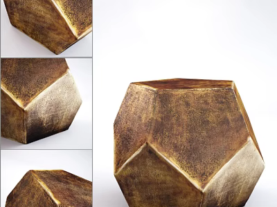 Modern Geometric Side Table With Gold And Brown Distressed Texture Surface 3d model
