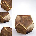 Modern Geometric Side Table With Gold And Brown Distressed Texture Surface 3d model