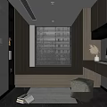 Modern Home Office Interior Design With Wooden Cabinets Computer Desk And Window Blinds
