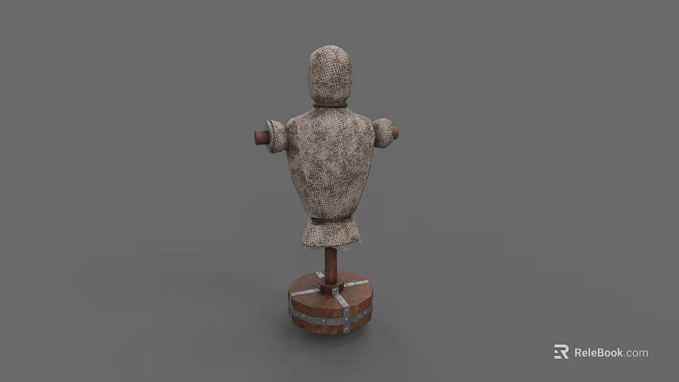 Sturdy Standing Punching Bag for Boxing Training with Wooden Base and Worn Surface 3d model 